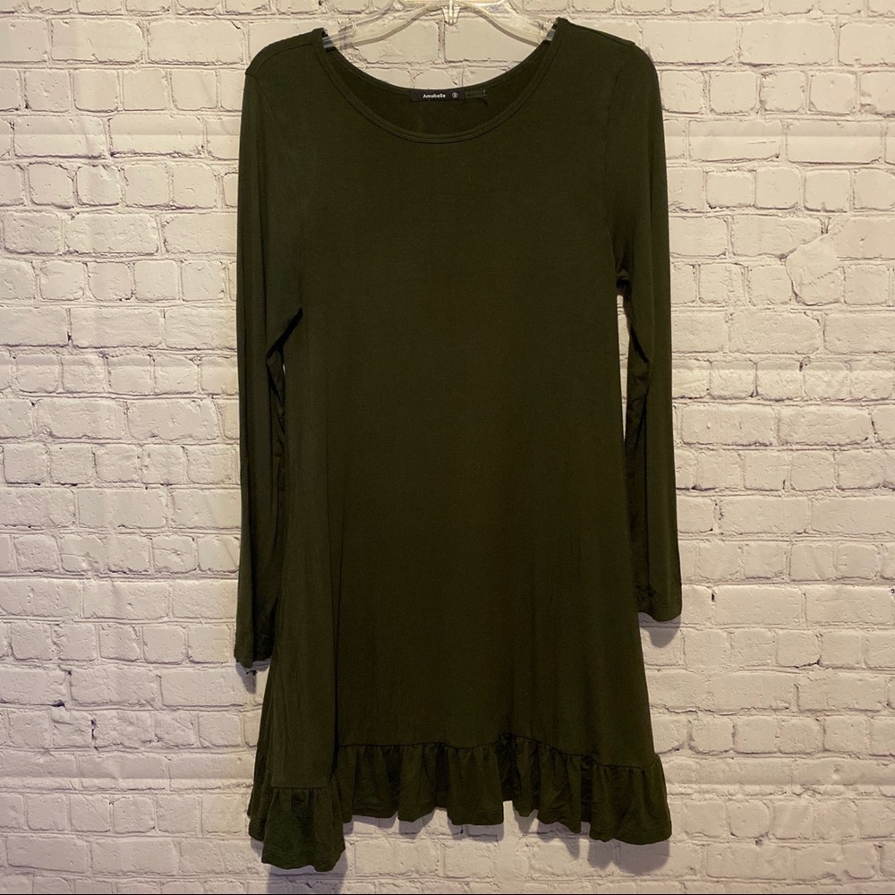 Annabelle Olive Small A Line Midi Dress W/Pockets